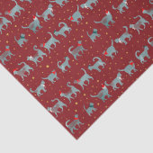 Schattigee Blauwgroen kattensilhouetten in kerstmu Tissuepapier (Detail)