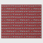 Schattigee Blauwgroen kattensilhouetten met kerst Cadeaupapier (Vlak)