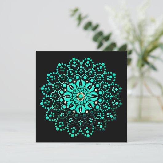 Schattigee Blauwgroen Mandala Blank Note Kaart (Staand voorkant)