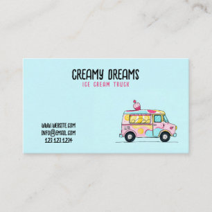 Schattigee Blauwgroen & Roze Kleur Swirl Ice Cream Visitekaartje