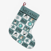 Schattigee Blauwgroen sneeuwman Grote Kerstsok (Voorkant (Hangend))