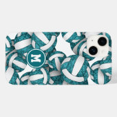 Schattigee blauwgroen witte teamkleuren volleyball Case-Mate iPhone case (Achterkant (horizontaal))
