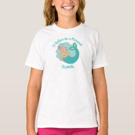 Schattigee Blauwgroen Zeemeermin gepersonaliseerd T-shirt