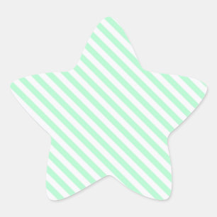 Schattigee Bleke groene en witte diagonale strepen Ster Sticker