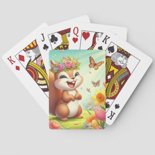 Schattigee, blije lenteeekhoorn pokerkaarten (Achterkant)