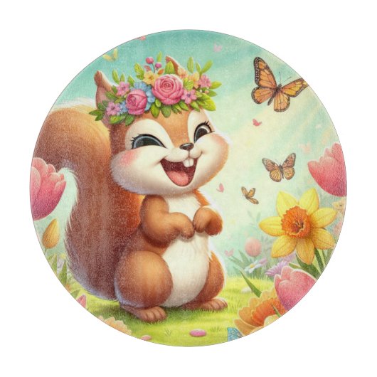 Schattigee, blije lenteeekhoorn snijplank (Voorkant)