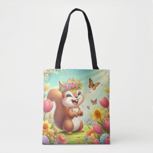 Schattigee, blije lenteeekhoorn tote bag (Voorkant)