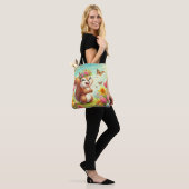 Schattigee, blije lenteeekhoorn tote bag (Op model)