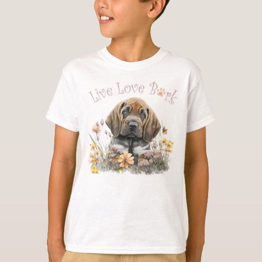 Schattigee Bloedhond Bloemen T-shirt (Voorkant)