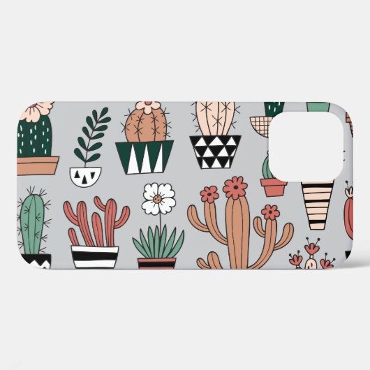 Schattigee bloeiende cactussen: handgetekend patro Case-Mate iPhone case (Achterkant (horizontaal))