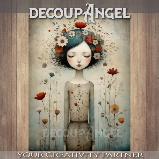 Schattigee bloeiende meisje decoupage tissuepapier