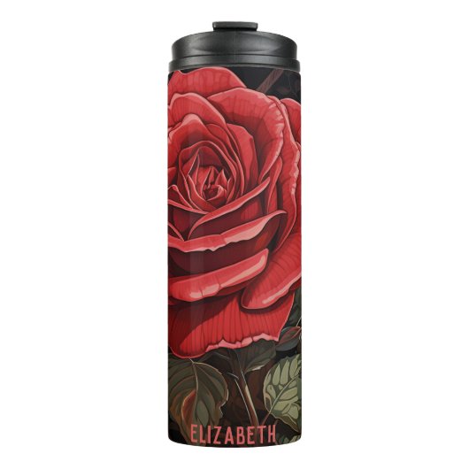 Schattigee Bloem Geïsoleerde Mokken Douanetumbler Thermosbeker (Voorkant)