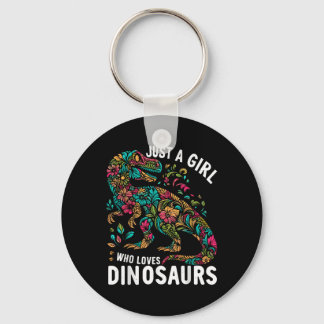 Schattigee bloem is gewoon een meisje dat van dino sleutelhanger