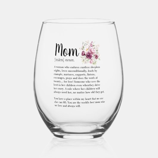 Schattigee Bloem Mam Definitie Wijnglas Zonder Voet (Voorkant)