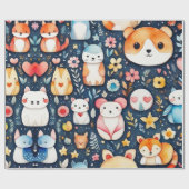 Schattigee bloemdieren Verpakking Papier (Vlak)