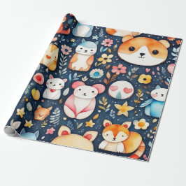 Schattigee bloemdieren Verpakking Papier