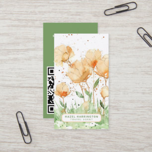 Schattigee Bloemen Aangepaste QR Code Scannable Wh Visitekaartje