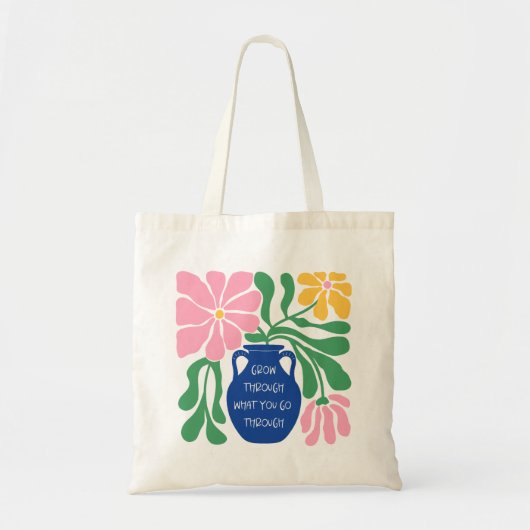 Schattigee Bloemen Abstracte Quote Canvas tas Blau (Voorkant)