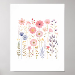 Schattigee Bloemen Baby Meisje Kwekerij Bloemen Bo Poster