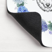 Schattigee Bloemen Blauwe Hydrangea Wolf Mousepad Muismat (Hoek)