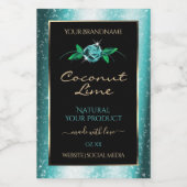 Schattigee Bloemen Blauwgroen Zwart Product Labels Voedselcontainer Etiket (Enkel label)