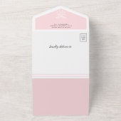 Schattigee Bloemen Blush Roze Coquette Bow Baby sh All In One Uitnodiging (Buitenkant)