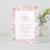 Schattigee Bloemen Blush Wing Roze Baby shower Kaart (Staand voorkant)