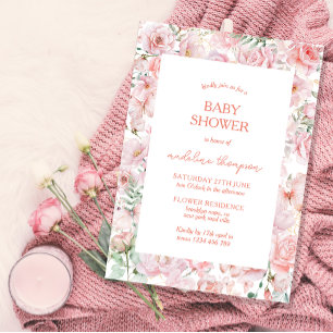 Schattigee Bloemen Blush Wing Roze Baby shower Kaart