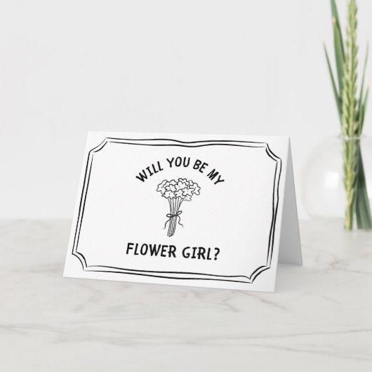 Schattigee Bloemen Bow Bouquet Bloemenmeisje Voors Kaart (Voorkant)