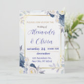 Schattigee bloemen bruiloft uitnodigingen, huwelij save the date (Staand voorkant)