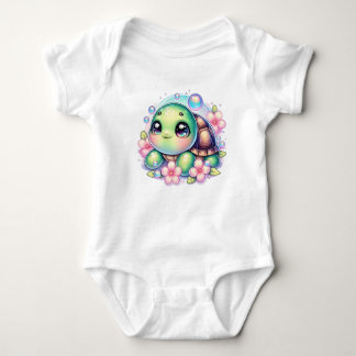 Schattigee Bloemen Bubble Turtle Baby Bodysuit