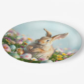 Schattigee bloemen en Bunny Paasfeest Papieren Bordje (Gekanteld)