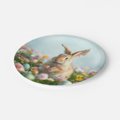 Schattigee bloemen en Bunny Paasfeest Papieren Bordje (Gekanteld)