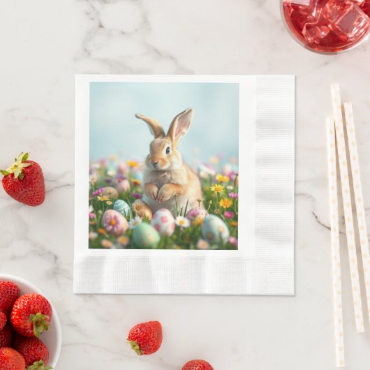 Schattigee bloemen en Bunny Paasfeest Servet (Insitu)