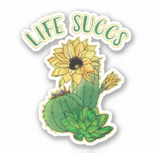 Schattigee Bloemen en Cacti Succulent Gag Sticker (Voorkant)