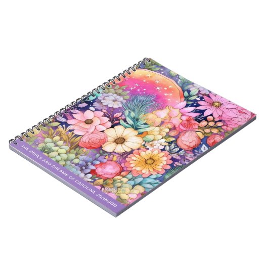 Schattigee bloemen en regenbogen lichte Waterverf  Notitieboek (Linkerzijde)