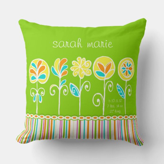 Schattigee bloemen en strepen  Baby Kussen (Voorkant)