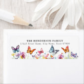 Schattigee Bloemen en Vlinders Retour Adreslabels Etiket (Insitu)