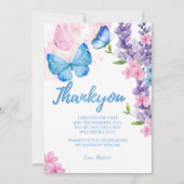 Schattigee Bloemen fladderen op over Vlinders Verj Bedankkaart (Voorkant)