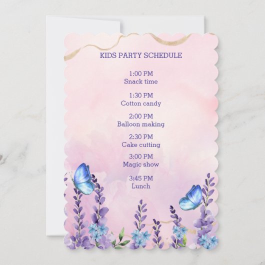 Schattigee Bloemen fladderen op over Vlinders Verj Kaart (Achterkant)