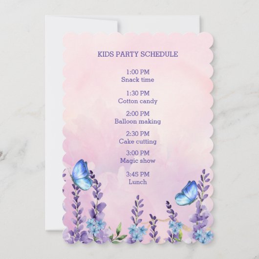 Schattigee Bloemen fladderen op over Vlinders Verj Kaart (Achterkant)