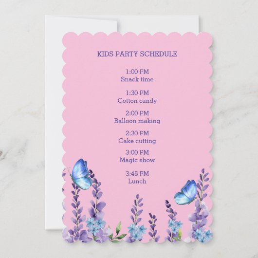 Schattigee Bloemen fladderen op over Vlinders Verj Kaart (Achterkant)