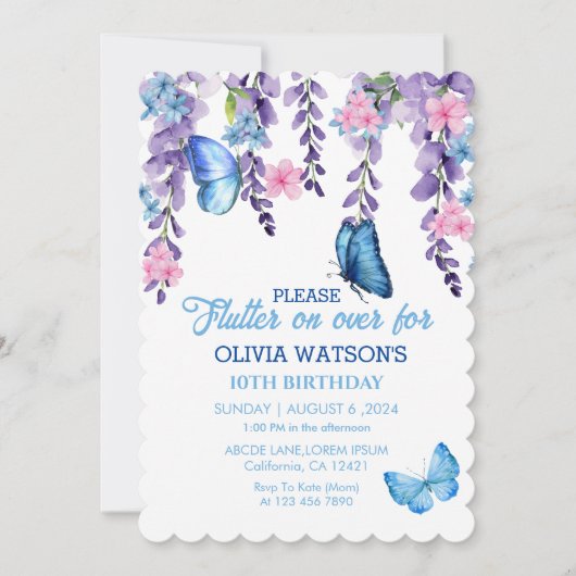 Schattigee Bloemen fladderen op over Vlinders Verj Kaart (Voorkant)