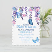 Schattigee Bloemen fladderen op over Vlinders Verj Kaart (Staand voorkant)