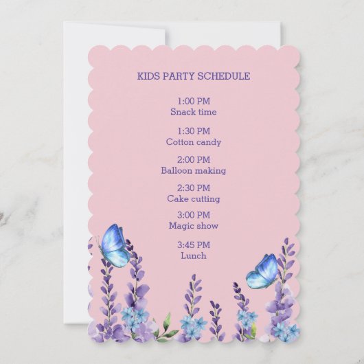 Schattigee Bloemen fladderen op over Vlinders Verj Kaart (Achterkant)