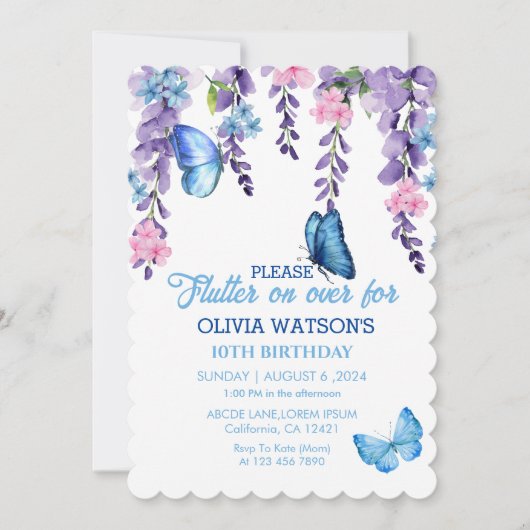 Schattigee Bloemen fladderen op over Vlinders Verj Kaart (Voorkant)