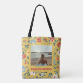Schattigee Bloemen Fotogeschenken voor 21 Jaar Oud Tote Bag (Achterkant)