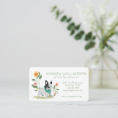 Schattigee Bloemen Franse Bulldog Pet Care Service Visitekaartje (Staand voorkant)