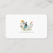 Schattigee Bloemen Franse Bulldog Pet Care Service Visitekaartje (Achterkant)