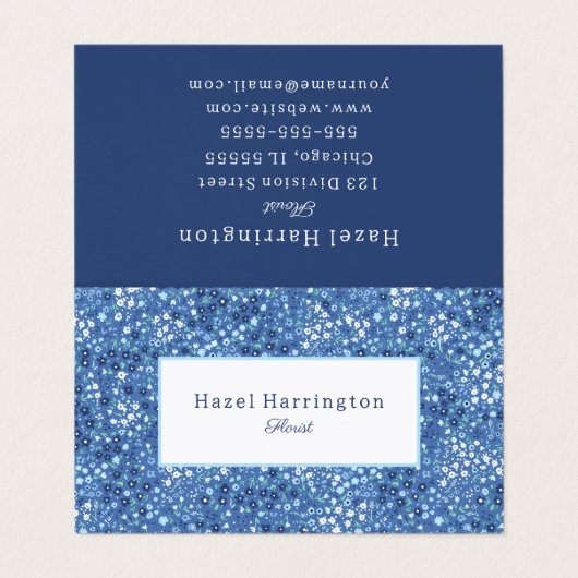 Schattigee Bloemen Gevouwen Visitekaartje  (Buitenkant ongevouwen)